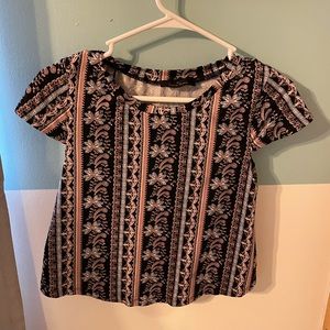 Funky black, pink, and blue crop top